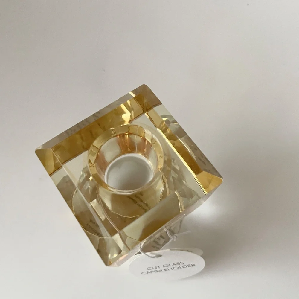 Anthropologie Cut Glass Candle Holder *HONEY